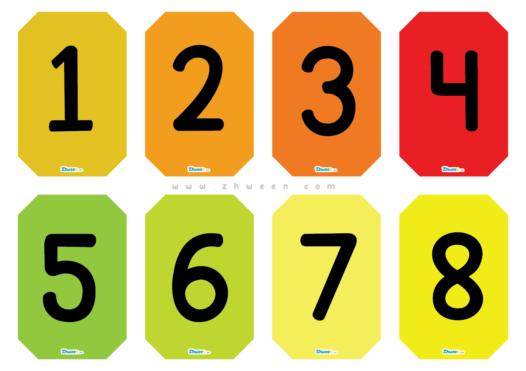 Colorful Numbers 1-50 Poster [English]