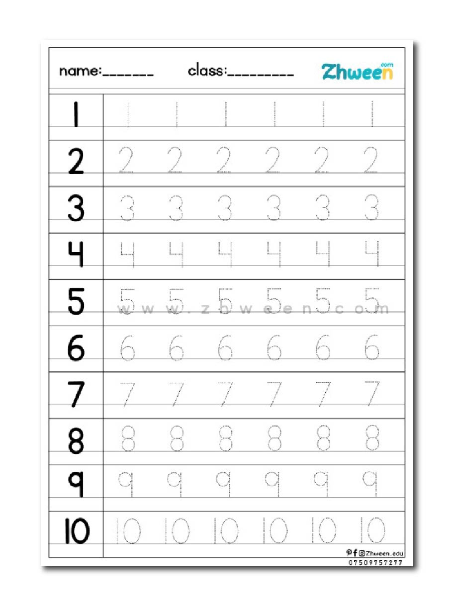 Math tracing 1-10
